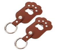 PENIKOKO 2 Pièces Porte-clés Commémoratif pour Animaux Cuir PU Marron Foncé Collection Poils et Photos Porte-clés Souvenir Patte Chien et Chat Rangement pour Mémoire Pet Keepsake