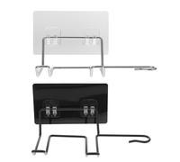 PENIKOKO 2 pièces Support Mural pour Sèche-cheveux Porte-sèche-cheveux sans Perçage Acier Inoxydable Rack de Rangement et Élégant pour Salle de Bain Installation Adhésive Facile Noir et
