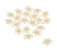 PENIKOKO 20 Breloques pour Ongles en Acrylique Blanche 3D Forme Fleur Perles Rondes Décoratives Accessoires Nail Art Petites Fleurs Décoratives pour Manucure Élégante