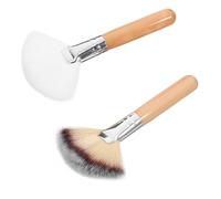 PENIKOKO 2pièces Lot De Pinceaux Visage Manche Long Applicateurs Poudre Fond Teint Blush Anti-imperfections
