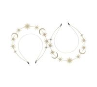 PENIKOKO 2pièces Serre-tête Étoile Et Lune Double Couche Pour Femmes Accessoires De Cheveux Avec Étoiles à Six Branches Pour Mariages Et Fêtes