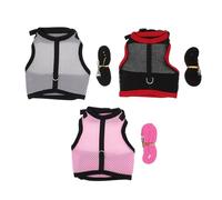 PENIKOKO 3 Ensembles Harnais pour Lapin Petit Animal avec Veste Confortable et Laisse Rose Noir Gris Facile à Porter pour Promenade et Sécurité