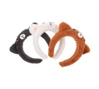 PENIKOKO 3 Pièces Bandeaux Peluche Chat Serre-tête Oreilles Chat Doux et Confortable Accessoires Maquillage et Soin Du Visage pour Femmes et Filles Motifs Noir Blanc Orange
