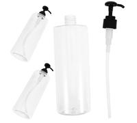 PENIKOKO 3 pièces Bouteille Pompe Doseuse Ronde Réutilisable pour Gel Shampooing Lotion Lot de Flacons Rechargeables pour Salle de Bain avec Tête Noire