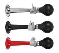 PENIKOKO 3 pièces Klaxon Vélo Métallique à Air Direct Avertisseur Puissant et Clair pour Guidon de Vélo Adapté VTT Kit Noir Rouge Argent