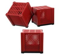 PENIKOKO 3 Pièces Lot de 3 Cubes Purificateurs d'eau Réutilisables pour Aquarium, Média Filtrant Biologique en Charbon Actif Rouge, Boîte de Rangement pour Filtration des Bassins et