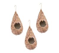 PENIKOKO 3 pièces Nid Suspendu Herbe Tissée Lot de Cabane à Oiseaux Décorative Résistante Au Vent Maison Extérieure Confortable pour Jardin et Oiseaux Nicheurs