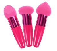 PENIKOKO 3 pièces Pinceaux de Maquillage Éponge Fond de Teint Matifiante Rose pour Teint Naturel Stylo Beauté Pratique pour Usage Sec et Humide