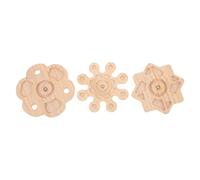 PENIKOKO 3 Pièces Rotatif Bois Naturel pour Chinchillas et Lapins Roue à Mâcher Compacte avec Mécanisme à Roulement Interactif Anti-Ennui pour Cage Lot de Fleurs Étoiles Flocons