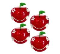 PENIKOKO 4 Pièces Boîte à Bijoux Pomme Plastique Organiseur Compact pour Bagues et Boucles Doreilles Rangement Pratique et Voyage Coffret Cadeau pour Mariage Bureau et Chambre