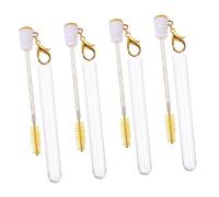 PENIKOKO 4 Pièces Brosse à Cils avec Porte Clés Applicateur Maquillage et Portable Brosse à Cils Longue pour Maquillage des Yeux Set Pratique pour Voyage et Usage