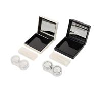 PENIKOKO 4 Pièces Case with Leak Dual Compartments and Transparent Window Portable Stylish Contact Holder for Daily Use