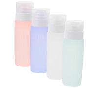PENIKOKO 4 pièces Flacons Voyage Silicone Lot de Bouteilles Rechargeables et Squeezables Design Étanche Matériel Alimentaire Sûr pour Lotions et Portables Couleur Couleur Aléatoire