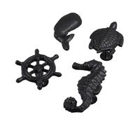PENIKOKO 4 Pièces Lot de Boutons de Porte Fonte Style avec Motifs Étoile de Mer Tortue et Baleine Poignées pour Placards et Armoires Décoration pour Cuisine et Chambre