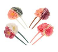 PENIKOKO 4 Pièces Lot de Épingles à Cheveux Vintage pour Chignon Fourche U Tissu Floral Doux Accessoires Traditionnels Chinois pour Femmes Décoration Légère pour Coiffures Longues