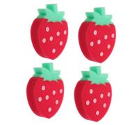 PENIKOKO 4 pièces Lot de Éponges de Bain Forme Fraise pour Garçon Fille Exfoliantes et Ludiques Outils de Bain Doux pour Garçon Fille et Tout Petits Faciles à Tenir et Multifonctions