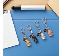 PENIKOKO 4 Porte-clés Urne pour Animaux Pendentif Patte de Chien Minimaliste Capsule pour Cendres et Poils Médaillon pour Chats et Chiens Souvenir Métal Noir Argent