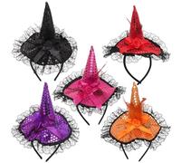 PENIKOKO 5 Pièces Bandeau Halloween Adulte Garçon Fille Serre-tête à Paillettes Couleurs Assorties pour Fête Costume Magicien Cosplay Accessoire Décoratif Amusant et Confortable
