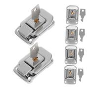 PENIKOKO 6 pièces Loquet à Bascule Fer avec Clé Verrou de Remplacement pour Valise Boîte à Outils et Armoire Serrure Résistante et Durable Finition Argentée pour Voyage et Stockage