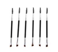 PENIKOKO 6 pièces Lot Pinceaux Maquillage Yeux Double Embout Brosse à Sourcils Biseautée et Spoolie Accessoires Multifonctions pour Cils et Sourcils et Fibres Synthétiques Noir