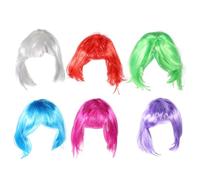 PENIKOKO 6 pièces Perruques Courtes Colorées Bob pour Fête et Cosplay Femme Fille Accessoires Naturels et Brillants pour Halloween et Déguisement
