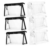 PENIKOKO 6 pièces Trousse de Toilette Transparente PVC Étanche Sac Maquillage Voyage Rangement Cosmétique avec Fermeture Éclair Plate pour Hommes et Femmes