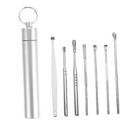 PENIKOKO 7Pièces Set de Cuillères à Acier Inoxydable avec Tube de Stockage Kit de Nettoyage de Cire à Hygiénique pour Usage Familial Voyage