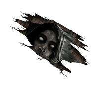 PENIKOKO Autocollant Mural Halloween Effrayant pour Sol et Murs Décor Autocollant PVC Auto Adhésif Femme Aveugle Cheveux Longs Décoration Halloween pour Salon et Fête