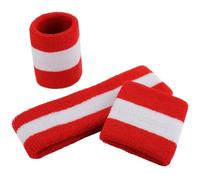 PENIKOKO Bandeau Anti-Transpiration Sport et Bracelets pour Hommes et Femmes, Kit 3 Pièces Rouge et Blanc, Élastique Respirant pour Yoga, Course et Basketball, Accessoires Fitness