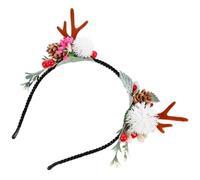 PENIKOKO Bandeau Cerf de Noël avec Antilope Décoration Pommes de Pin et Baies Accessoire Cheveux Festif pour Femmes et Garçon Fille
