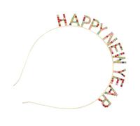 PENIKOKO Bandeau Cheveux Paillettes Lettre Strass Happy Year pour Fête Femmes Accessoire Déco Nouvelle Année