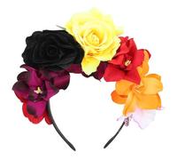 PENIKOKO Bandeau de Fleurs Rose Artificiel pour Fête Halloween et Mariage, Coiffe de Mariée à Motif Floral, Accessoire Photo pour Déguisement et Célébrations du Jour des Morts