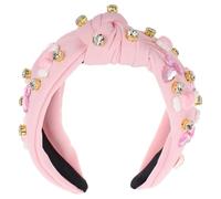 PENIKOKO Bandeau Noué de Cœur Orné de Strass Rose, Serrage-tête Cristal Lettres D’amour, Accessoire Cheveux pour Saint-valentin, Présent Romantique Femme, Bandeau Mignon pour Fête