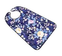 PENIKOKO Bavoir Adulte Imperméable Bleu Foncé avec Attache Autoadhésive Bavette de Repas Pratique pour Personnes Âgées et Convalescentes Protection Anti-taches et Chute Aliments