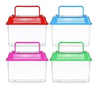 PENIKOKO Boîte à Nourrir Portable pour Tortues et Poissons Rouges 4 Pièces en Plastique avec Poignée, Surface Lisse et Sûre Santé des Animaux en Élevage Couleur