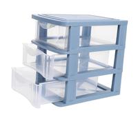 PENIKOKO Boîte de Rangement à Tiroirs Petit Format Organiseur de Bureau Transparent Bleu Armoire Multifonction pour Cosmétiques Papeterie et Accessoires Rangement Compact pour Bureau et