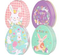 PENIKOKO Boîtes de Bonbons de Pâques en Fer-blanc, 4 Pièces, Légères et Décoratives D'œufs, Stockage et L'emballage de Présents de Fête Enfantins