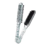 PENIKOKO Brosse Lissante à Pince Double Face Taille Compacte Transparente Pailletée Poils de Sanglier pour Femmes Coiffage et Lissage Cheveux Longs Salon Voyage