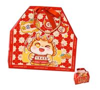 PENIKOKO Coffret Présent Boîte à Gâteaux Grosse Taille Dorée Dragon de Fête du Printemps Ruban, Boîte D'emballage pour Bonbons et Biscuits, Contenant Léger et Résistant pour Célébrations