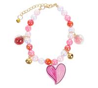 PENIKOKO Collier Réglable pour Animaux de Compagnie S 20Cm 7Cm Collier Perlé Décoratif pour Chien Chaton et Petit Chien Accessoire Coloré Rose Pêche Cœur Fournitures pour Chiots et