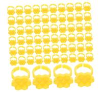 PENIKOKO Coupelle à Colle pour Extension de Cils Professionnelle, Plastique Jaune Hexagonal 7 Emplacements en Nid D'abeille, 250 Pièces, Portable pour Services Mobiles de Pose de Cils