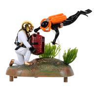 PENIKOKO Décoration pour Aquarium Plongeur Trésor, Ornement Plastique Solide, Figurine Flottante 1 Pièce, Accessoire D’aménagement Paysager pour Aquarium Écologique, Bullage Intégré