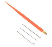 PENIKOKO Ensemble de Crochets à Cheveux pour Extensions et Dreadlocks, Kit 3 Aiguilles à Crochet Poignée Plastique Orange, Outil Professionnel Polyvalent pour Tressage, Tissage et