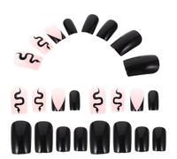 PENIKOKO Faux Ongles Press Noir Effet Serpent Manucure Amovible pour Femmes et Adolescentes DIY Nail Art