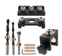 PENIKOKO Gabarit de Perçage Bois Réglable - Kit de Positionnement pour Tourillons avec Guides Amovibles - Ensemble 10 Pièces pour Menuiserie et Réparation Meubles - Outil Multifonction