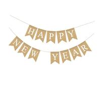 PENIKOKO Guirlande de Fanions Lin pour Nouvel An Bannière Suspendue Décorative Chic pour Fête Intérieure et Extérieure Drapeaux de Célébration pour Ambiance Festive