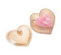 PENIKOKO Houppette Réutilisable de Cœur avec Pot à Poudre en Verre Doré, Étui Compact pour Visage, Kit de Maquillage Voyage Doux pour Peau Sensible, Accessoire Beauté Pratique