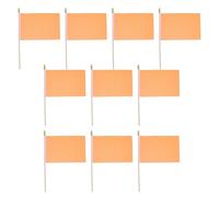 PENIKOKO Lot de 10 Mini Drapeaux Orange 14x21 Cm Hampe en Bois 30 Cm, Drapeaux Vierges DIY pour Carnaval, Décoration de Fête, Activité Manuelle et Événements Sportifs