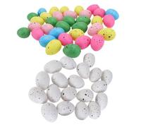 PENIKOKO Lot de 100 Œufs Factices de Pâques en Plastique, 50 Blancs 50 Colorés, Décoration Créative D'œufs Simulés pour Fête, Bricolage et Accessoires Ludiques, Œufs Réalistes