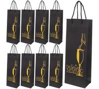 PENIKOKO Lot de 12 Paquet à Vin en Papier Noir et Or Paquet à Bouteilles de Vin Rouge Poignée Emballage Présent pour Bouteilles pour Fêtes et Anniversaires